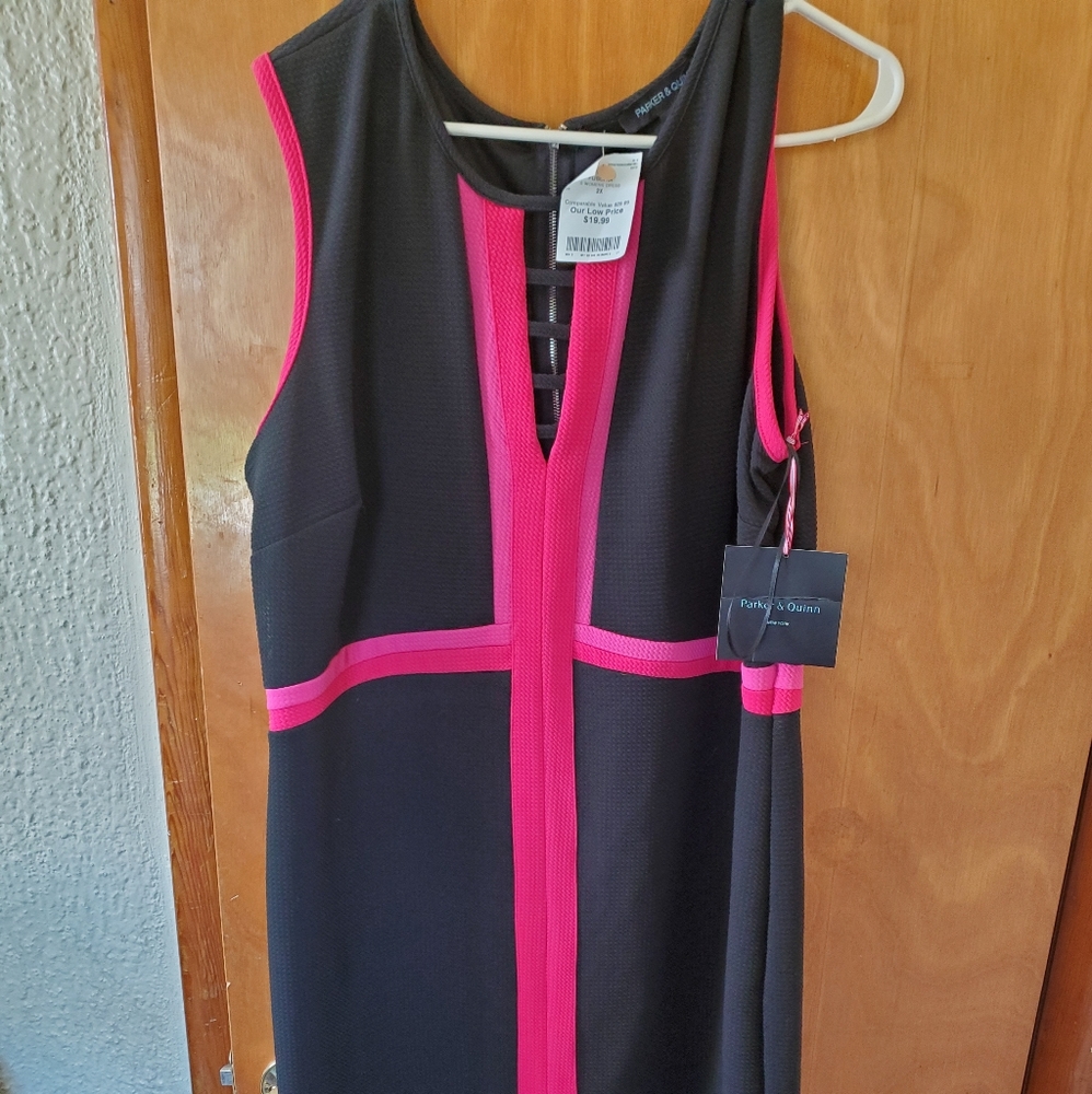 Pink and black business dress